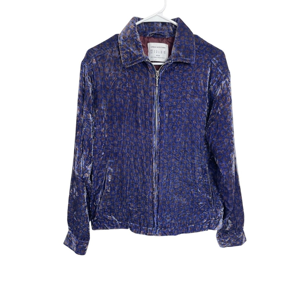 Urban Outfitter Purple Velvet Oversized Bomber Jacket Size XS Lightweight
